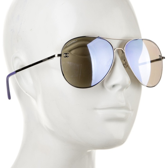 CHANEL CC Purple Aviator Sunglasses - Picture 1 of 4
